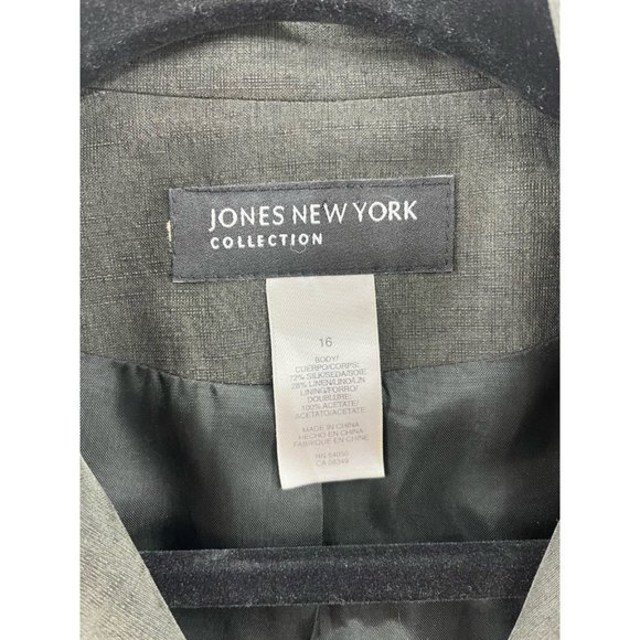 Jones New York Women Suit Jacket Blazer Dark Green Pockets Long Sleeve Button 16 - Picture 8 of 8